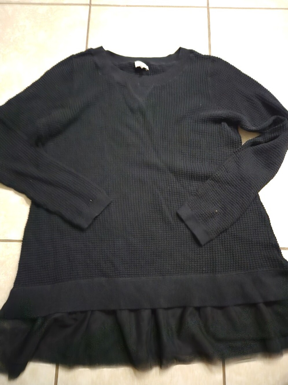 LOGO Knit Sweater With Tulle Detail